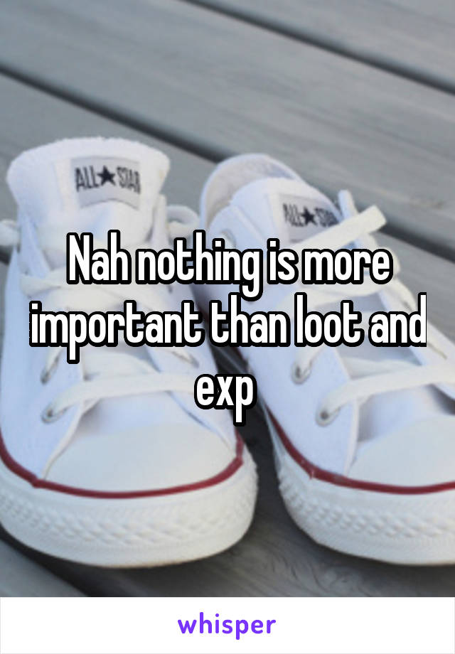 Nah nothing is more important than loot and exp 