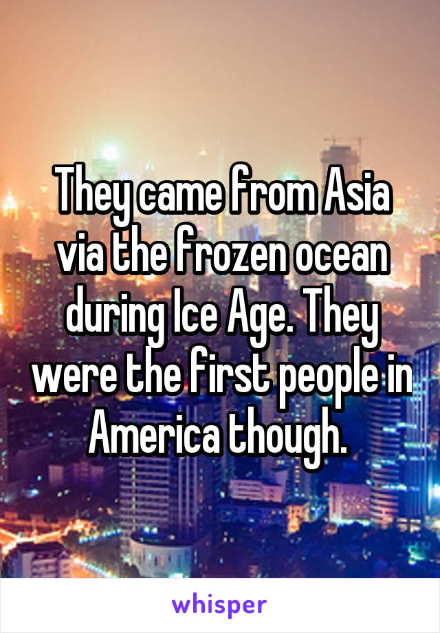 They came from Asia via the frozen ocean during Ice Age. They were the first people in America though. 