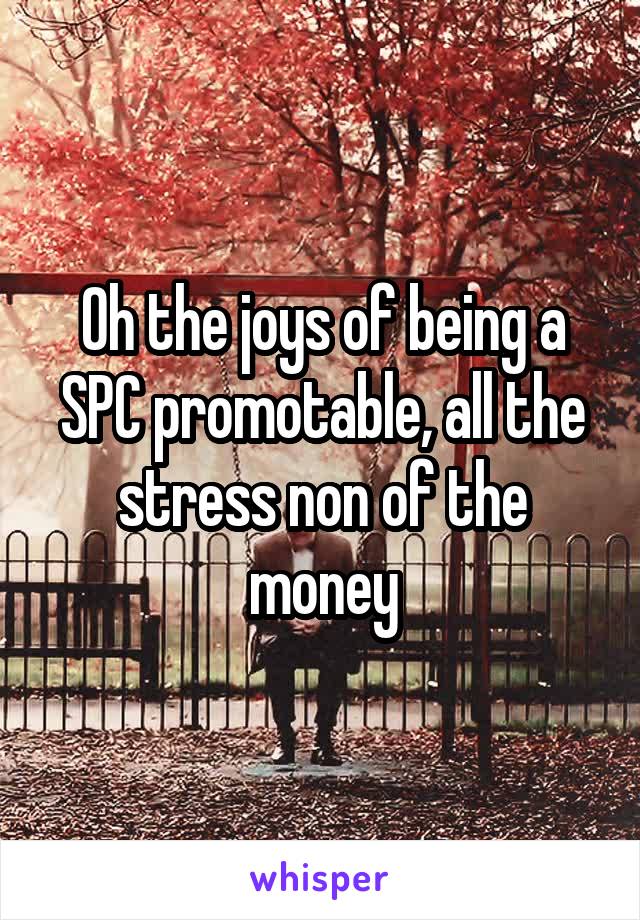 Oh the joys of being a SPC promotable, all the stress non of the money