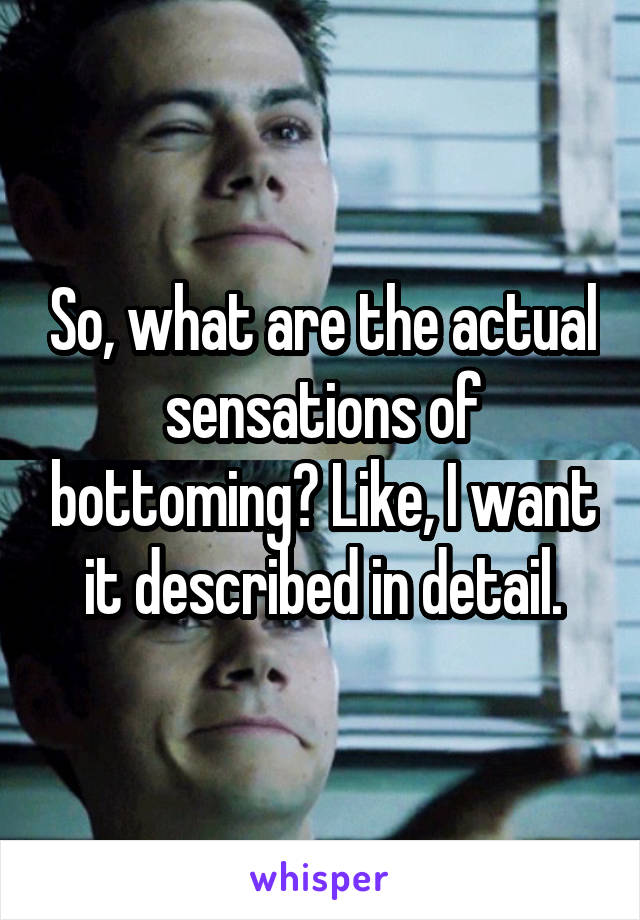 So, what are the actual sensations of bottoming? Like, I want it described in detail.