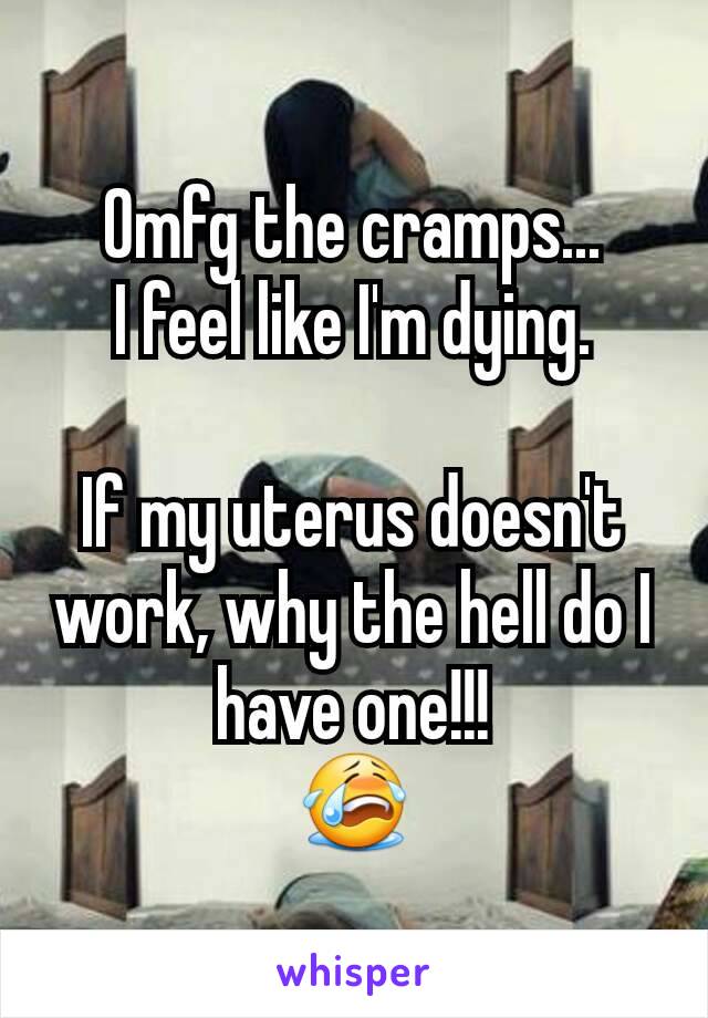 Omfg the cramps...
I feel like I'm dying.

If my uterus doesn't work, why the hell do I have one!!!
😭