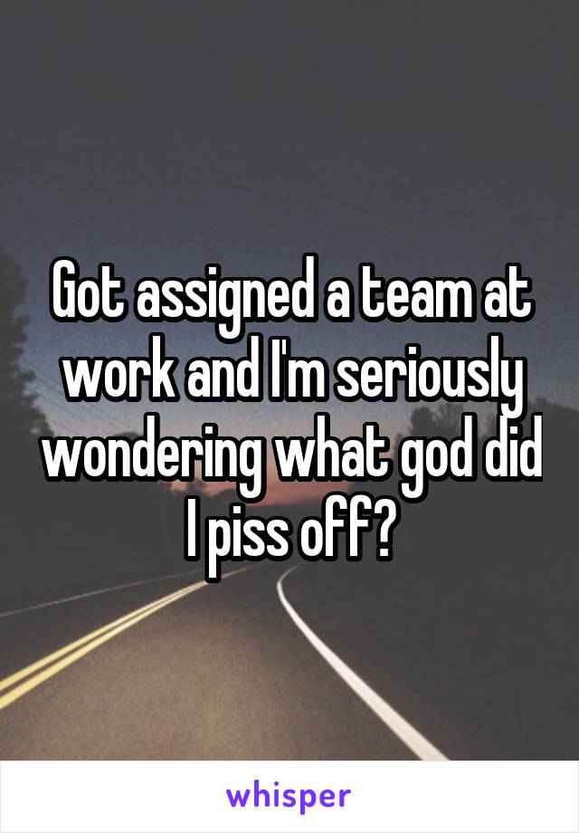 Got assigned a team at work and I'm seriously wondering what god did I piss off?