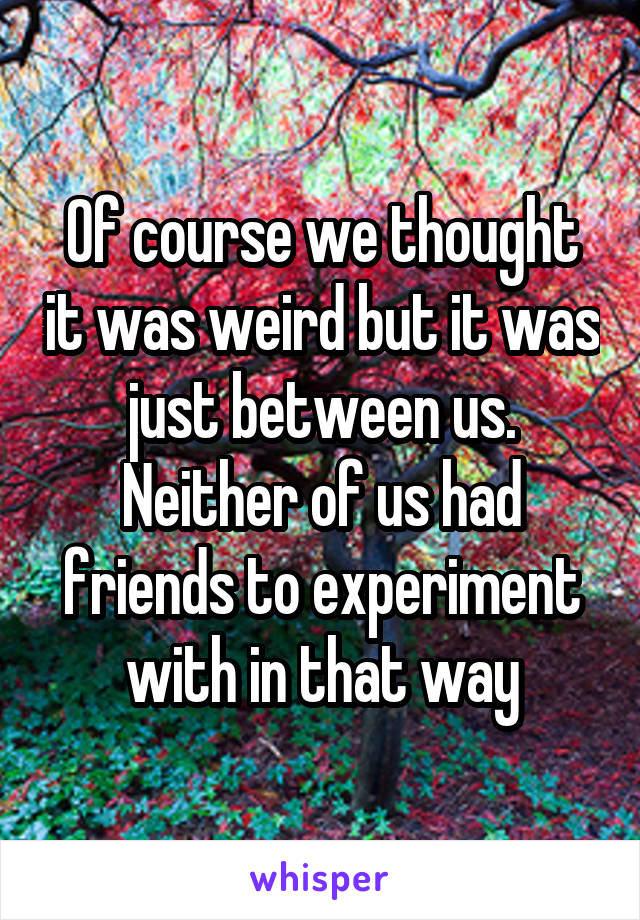 Of course we thought it was weird but it was just between us. Neither of us had friends to experiment with in that way