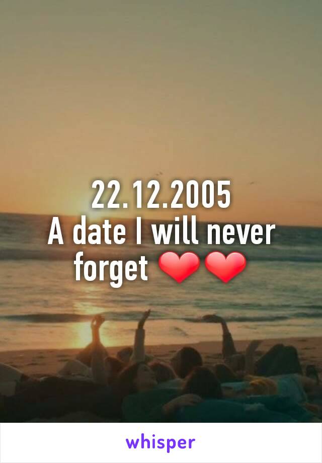 22.12.2005
A date I will never forget ❤❤