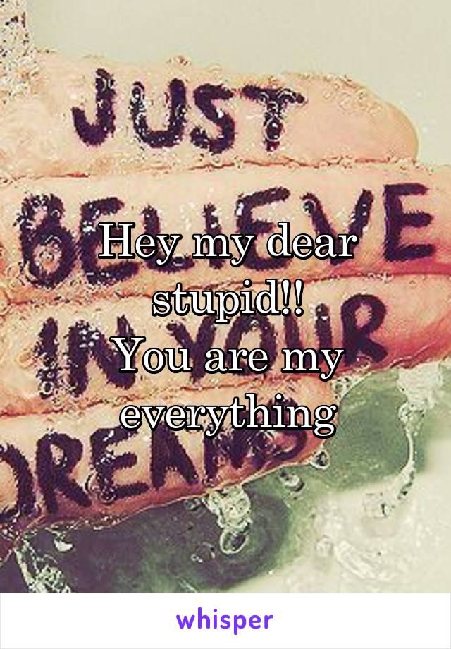 Hey my dear stupid!!
You are my everything