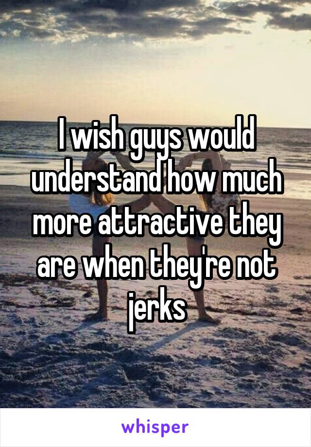 I wish guys would understand how much more attractive they are when they're not jerks