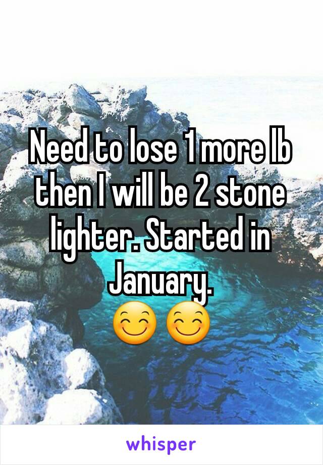 Need to lose 1 more lb then I will be 2 stone lighter. Started in January.
😊😊