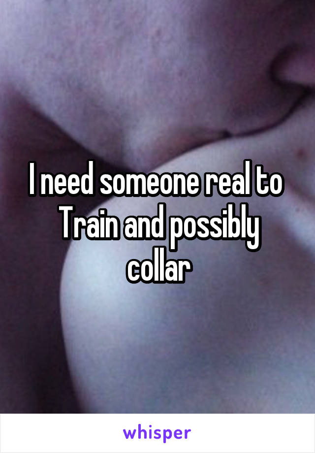 I need someone real to 
Train and possibly collar