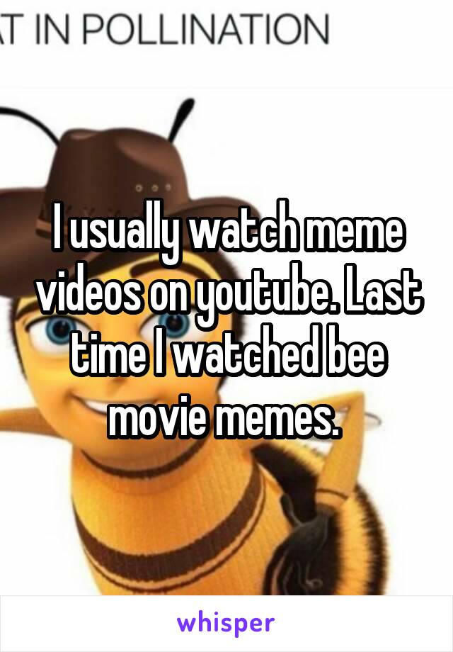 I usually watch meme videos on youtube. Last time I watched bee movie memes. 