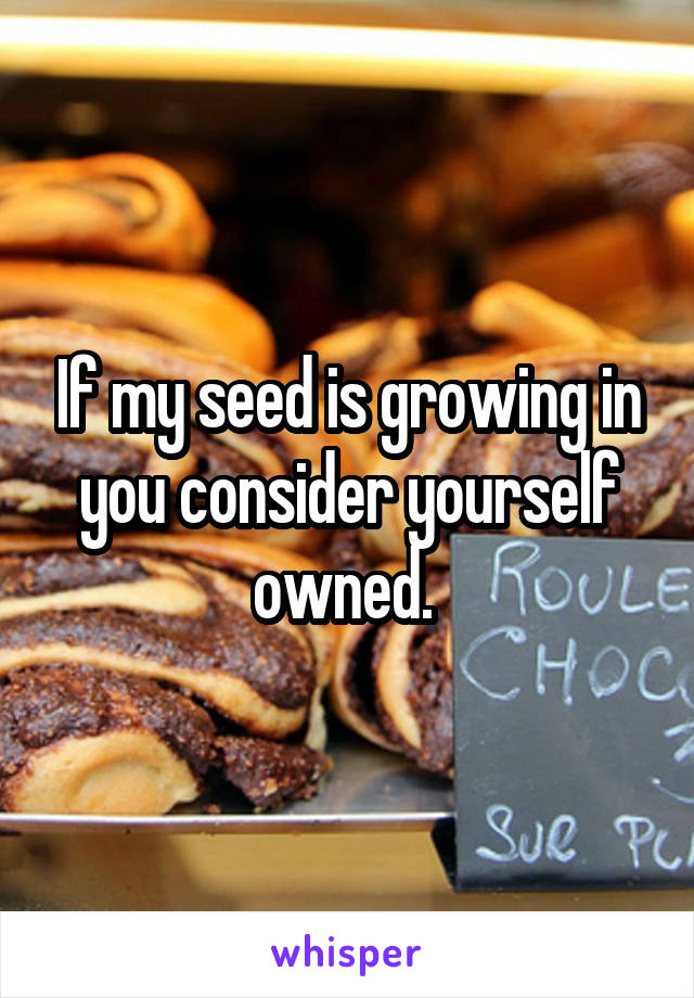 If my seed is growing in you consider yourself owned. 