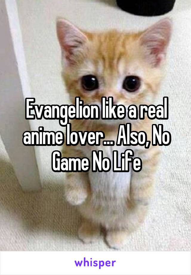 Evangelion like a real anime lover... Also, No Game No Life