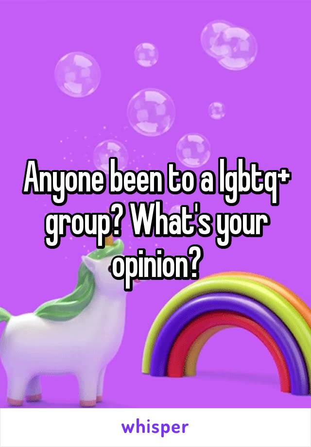 Anyone been to a lgbtq+ group? What's your opinion?