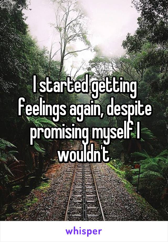 I started getting feelings again, despite promising myself I wouldn't 