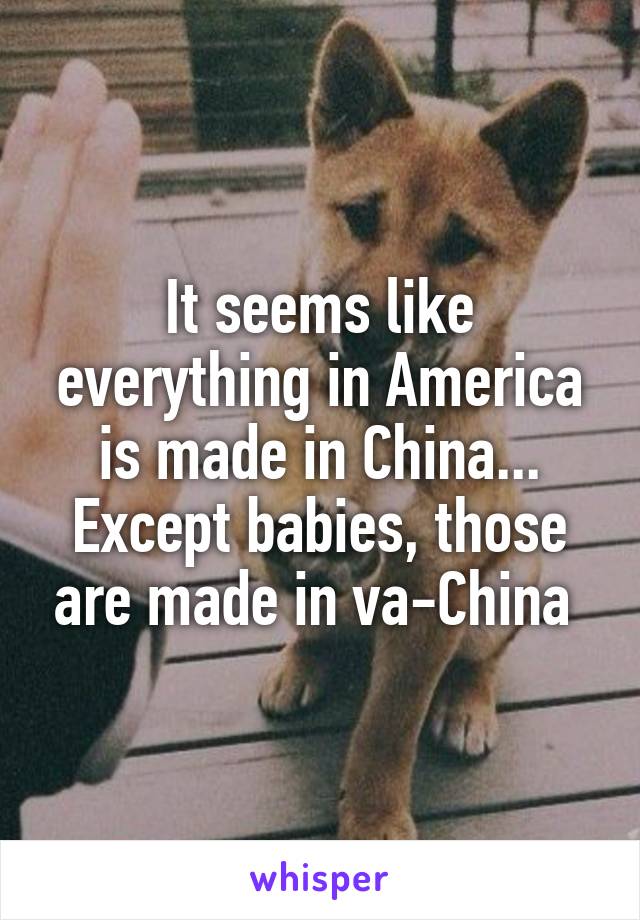 It seems like everything in America is made in China... Except babies, those are made in va-China 