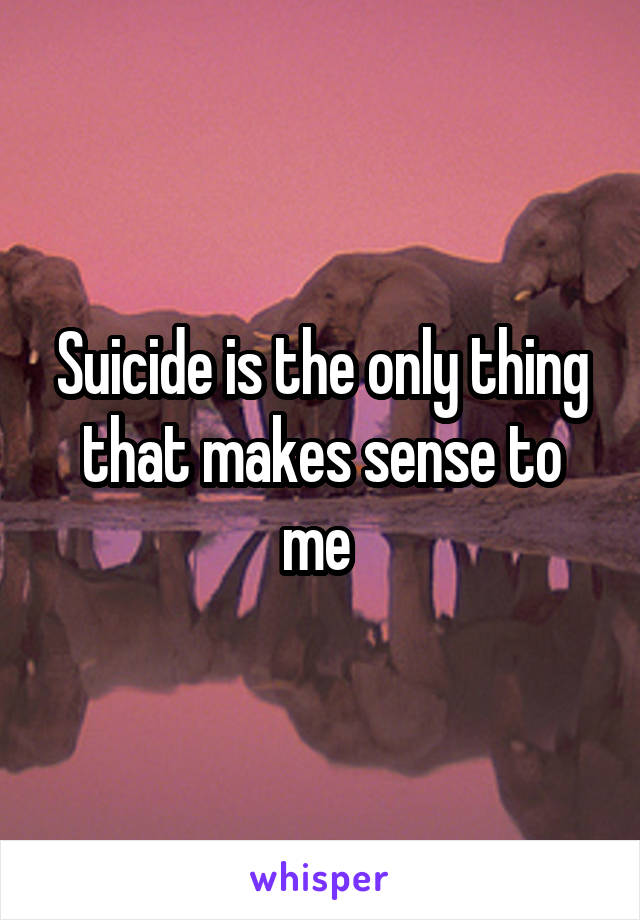 Suicide is the only thing that makes sense to me 