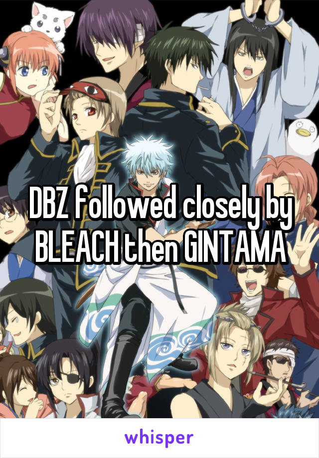 DBZ followed closely by BLEACH then GINTAMA