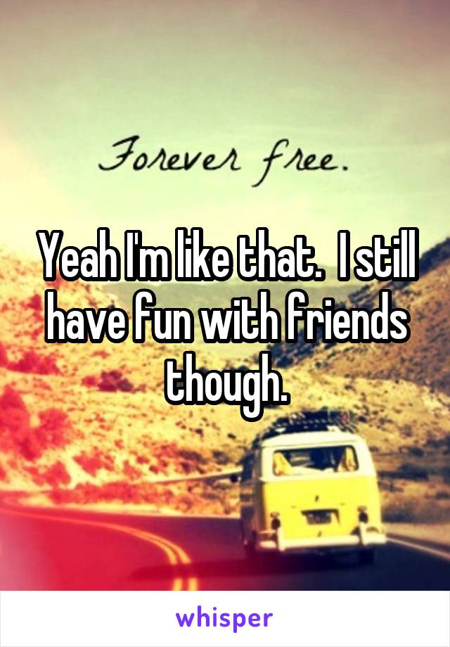 Yeah I'm like that.  I still have fun with friends though.