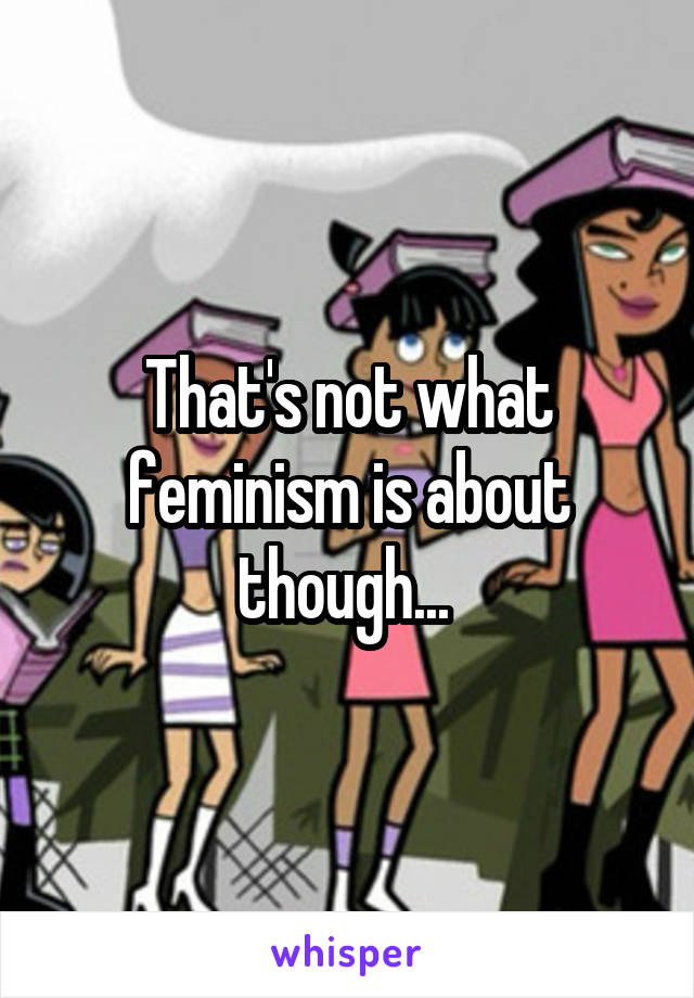 That's not what feminism is about though... 