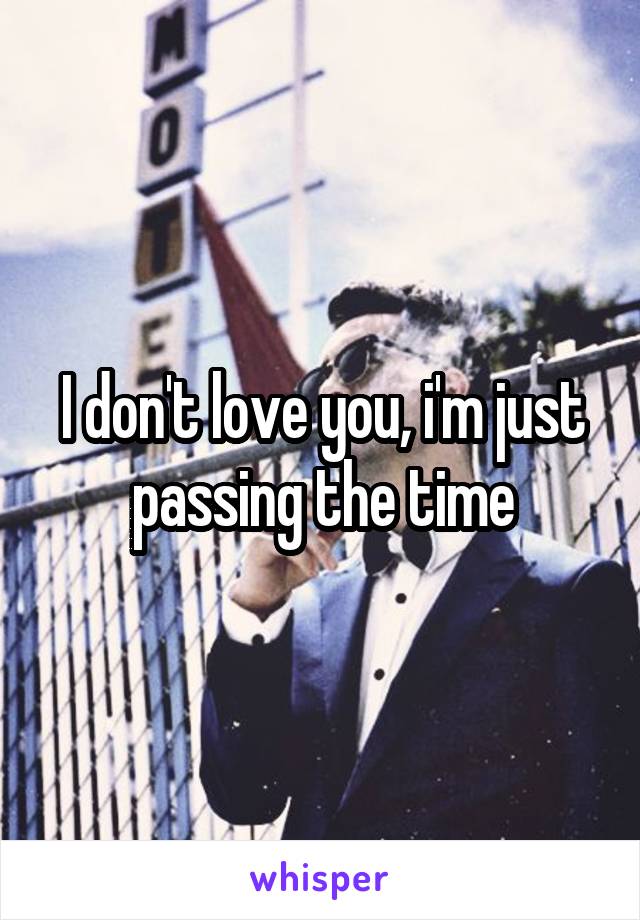 I don't love you, i'm just passing the time