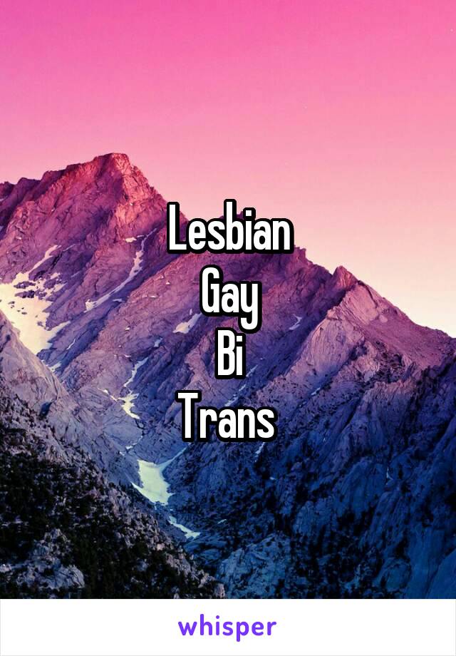 Lesbian
Gay
Bi
Trans 