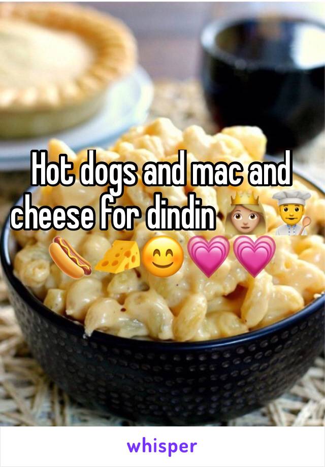 Hot dogs and mac and cheese for dindin 👸🏼👨‍🍳🌭🧀😊💗💗