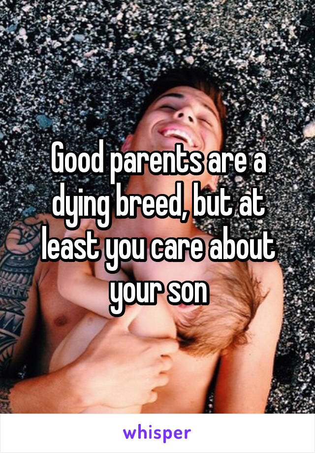 Good parents are a dying breed, but at least you care about your son