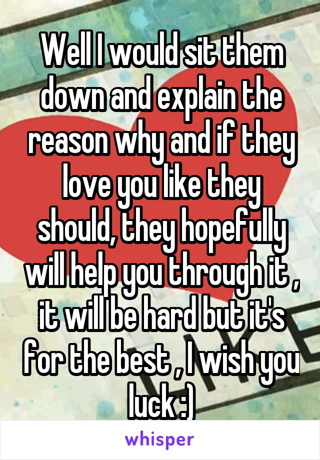 Well I would sit them down and explain the reason why and if they love you like they should, they hopefully will help you through it , it will be hard but it's for the best , I wish you luck :)