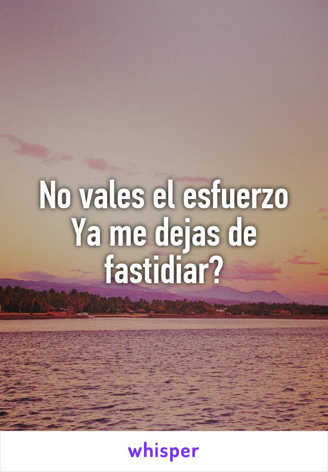 No vales el esfuerzo
Ya me dejas de fastidiar?