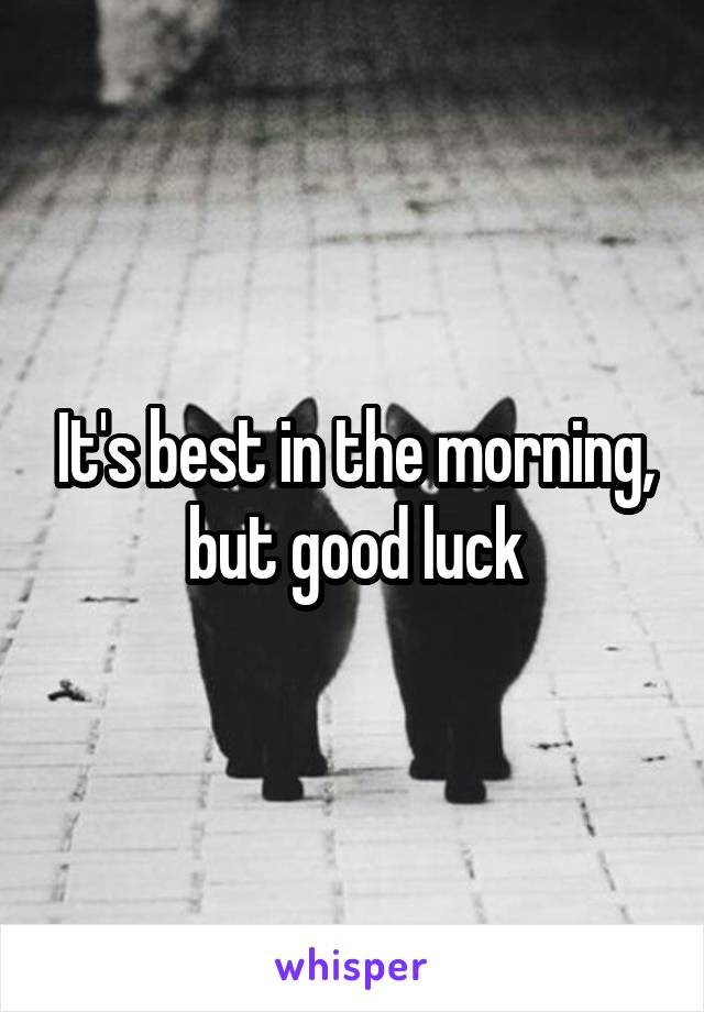 It's best in the morning, but good luck