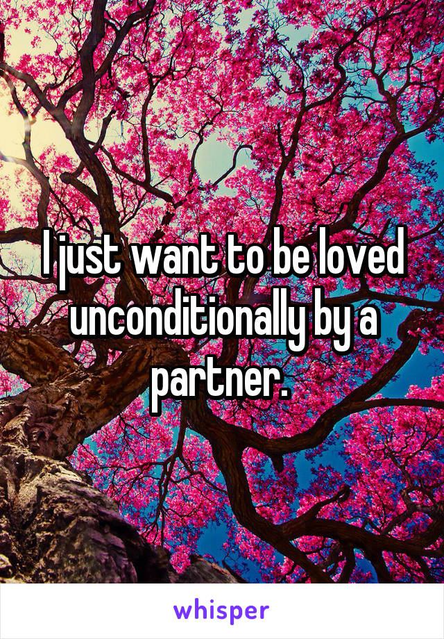 I just want to be loved unconditionally by a partner. 