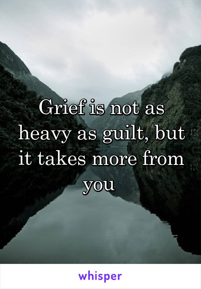 Grief is not as heavy as guilt, but it takes more from you 