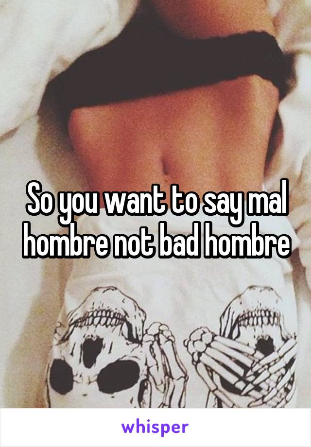 So you want to say mal hombre not bad hombre