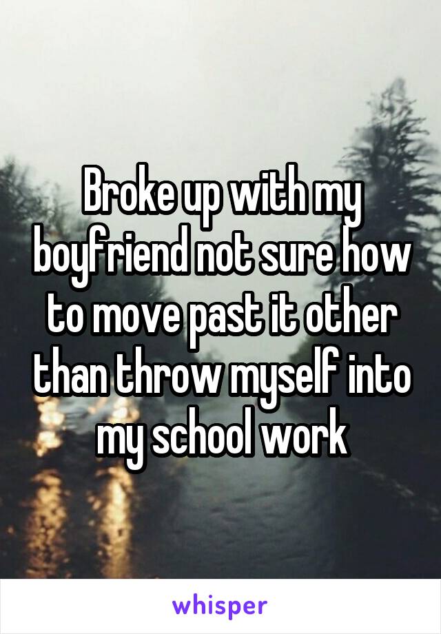 Broke up with my boyfriend not sure how to move past it other than throw myself into my school work