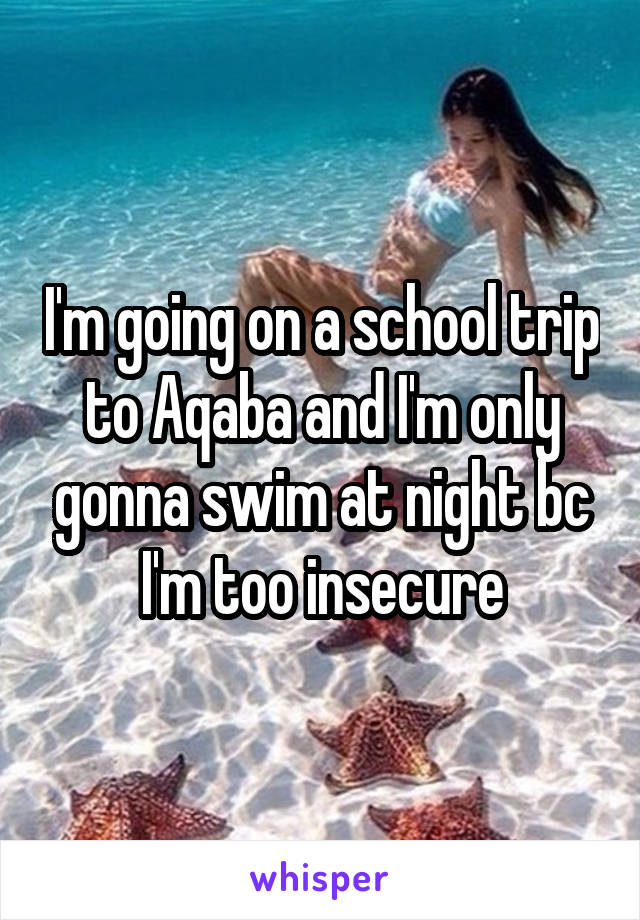 I'm going on a school trip to Aqaba and I'm only gonna swim at night bc I'm too insecure