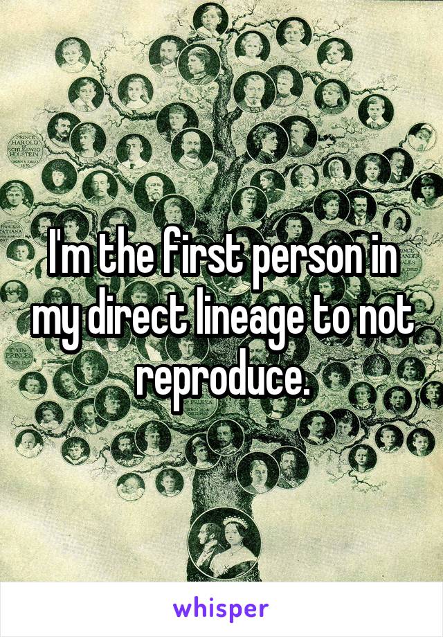 I'm the first person in my direct lineage to not reproduce.