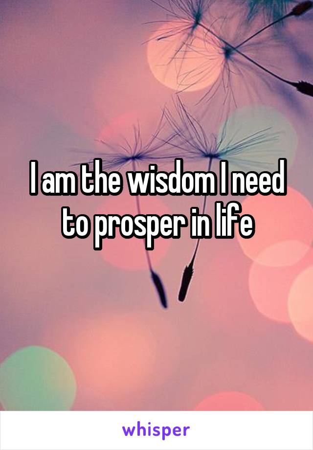 I am the wisdom I need to prosper in life
