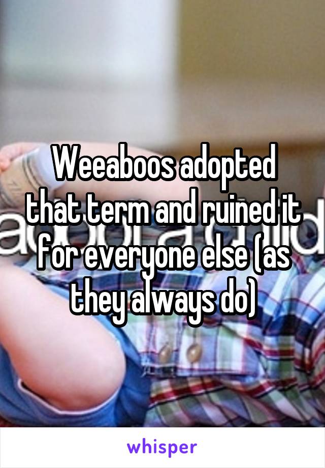 Weeaboos adopted that term and ruined it for everyone else (as they always do)