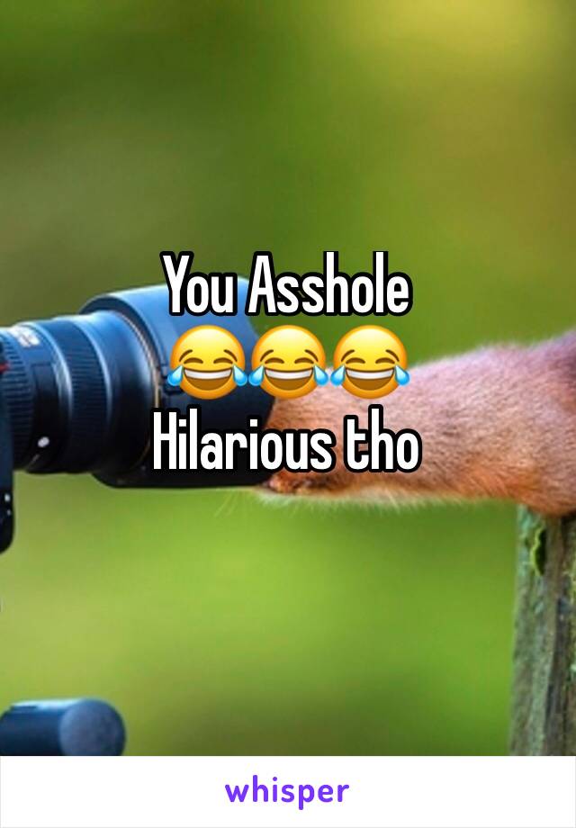 You Asshole 
😂😂😂
Hilarious tho 
