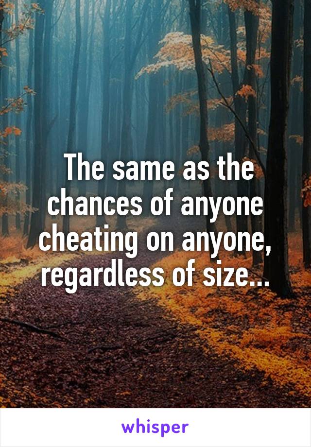  The same as the chances of anyone cheating on anyone, regardless of size...