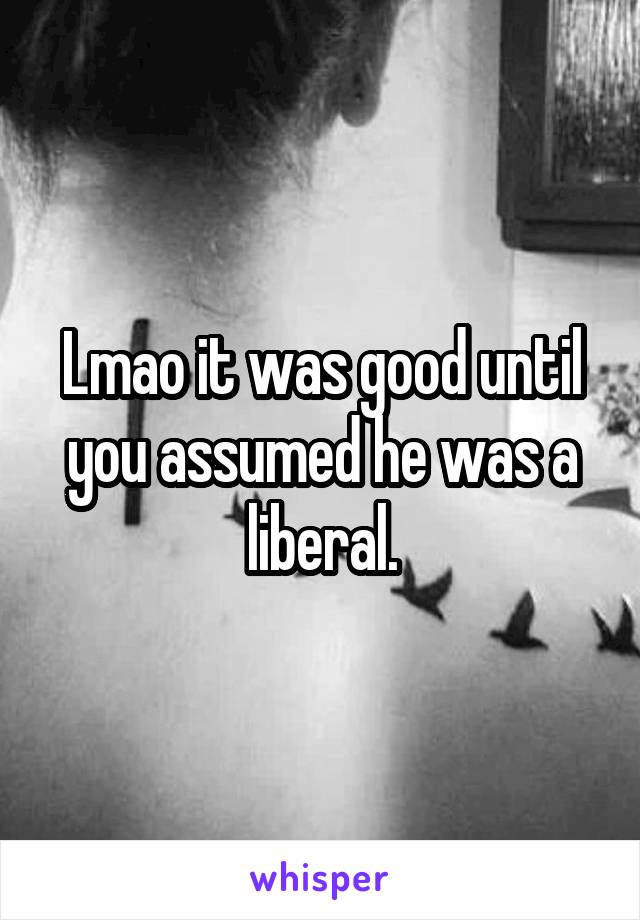 Lmao it was good until you assumed he was a liberal.