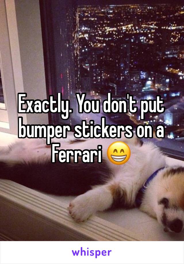 Exactly. You don't put bumper stickers on a Ferrari 😁