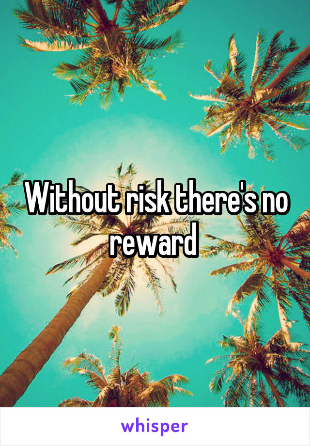 Without risk there's no reward 