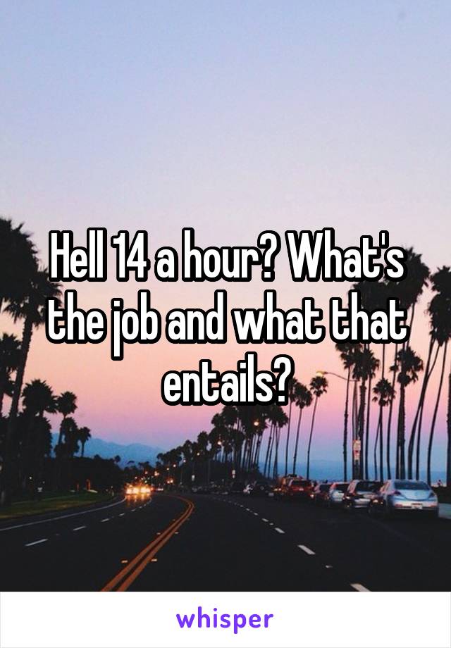 Hell 14 a hour? What's the job and what that entails?