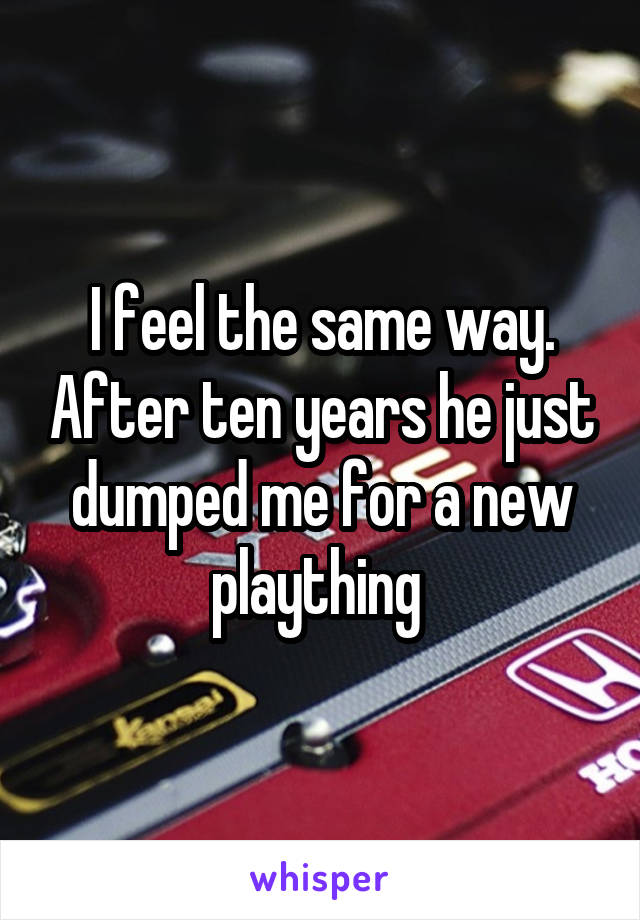I feel the same way. After ten years he just dumped me for a new plaything 