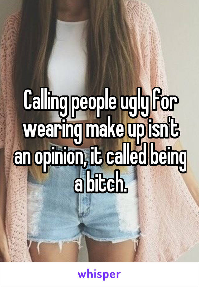 Calling people ugly for wearing make up isn't an opinion, it called being a bitch.