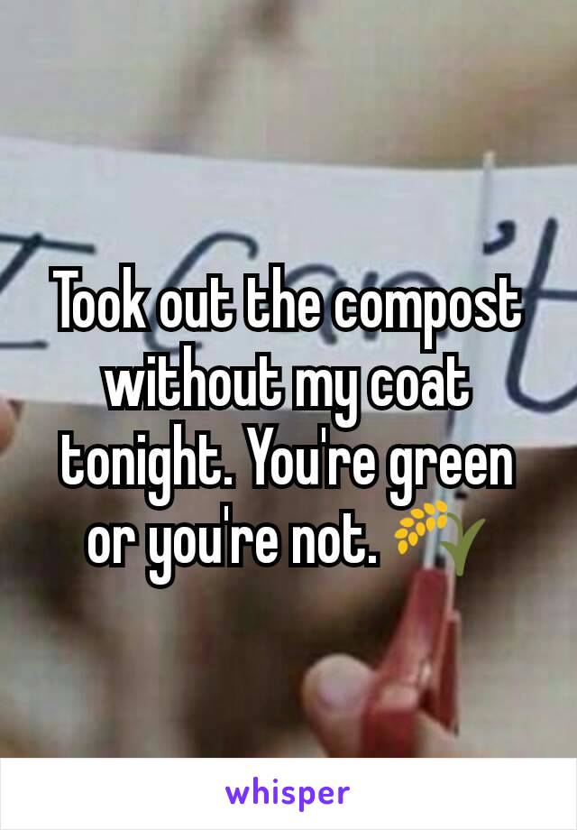 Took out the compost without my coat tonight. You're green or you're not. 🌾