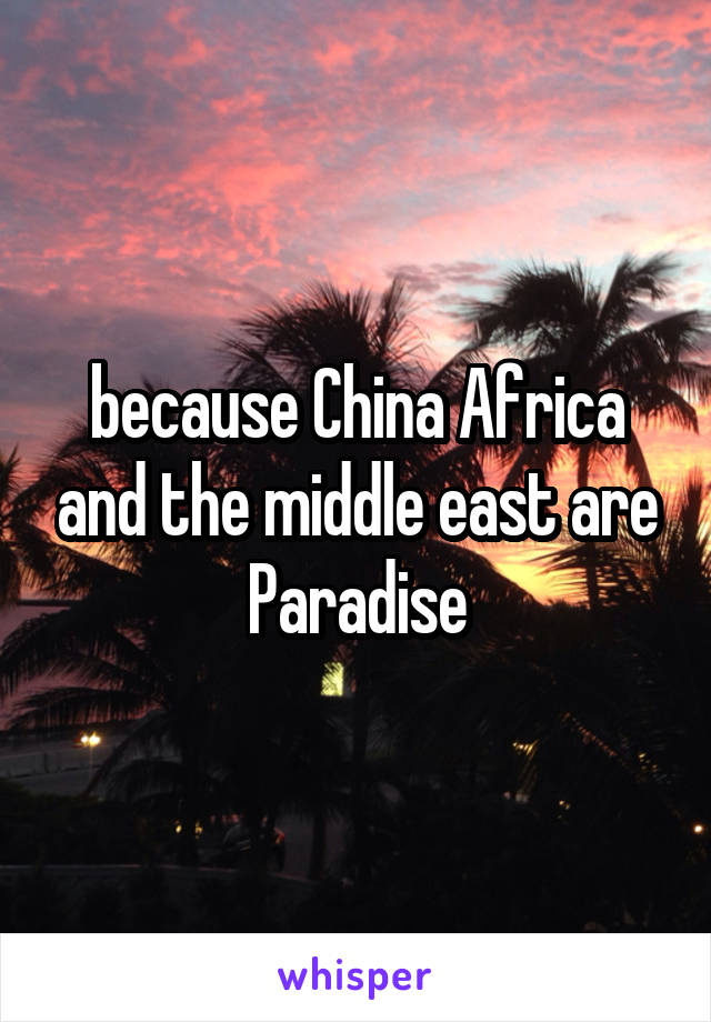 because China Africa and the middle east are Paradise