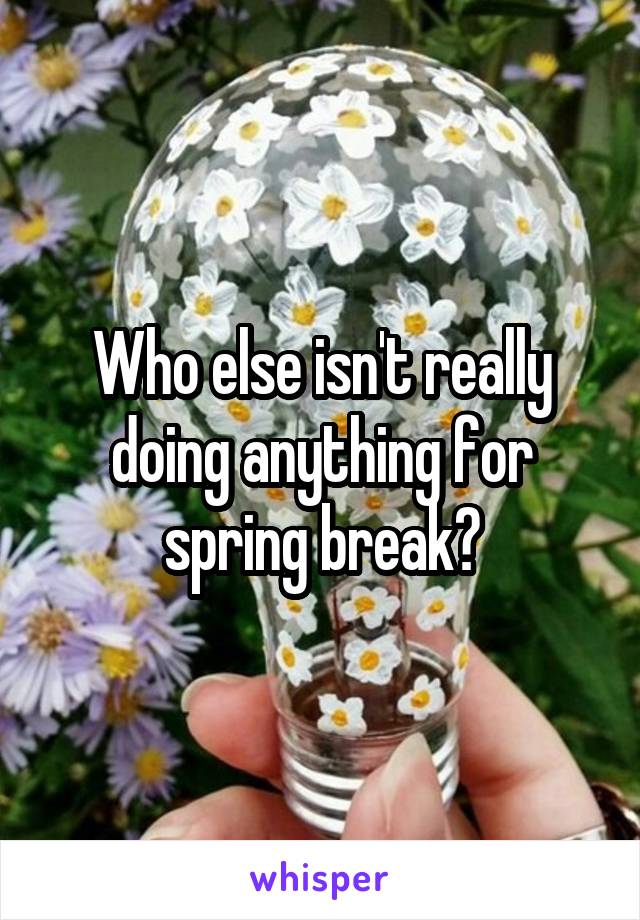 Who else isn't really doing anything for spring break?