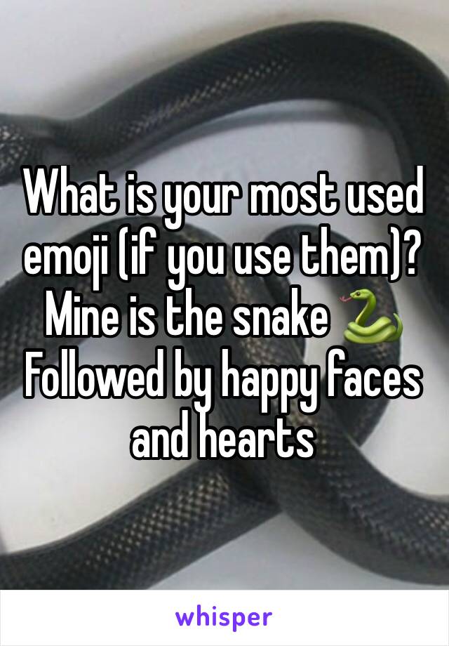 What is your most used emoji (if you use them)?
Mine is the snake 🐍
Followed by happy faces and hearts 