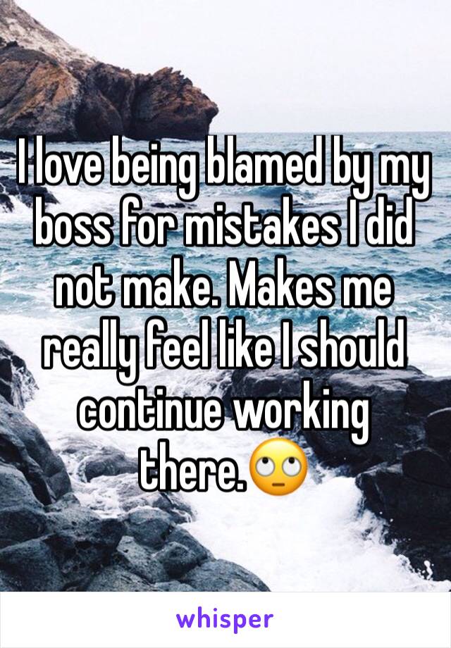 I love being blamed by my boss for mistakes I did not make. Makes me really feel like I should continue working there.🙄